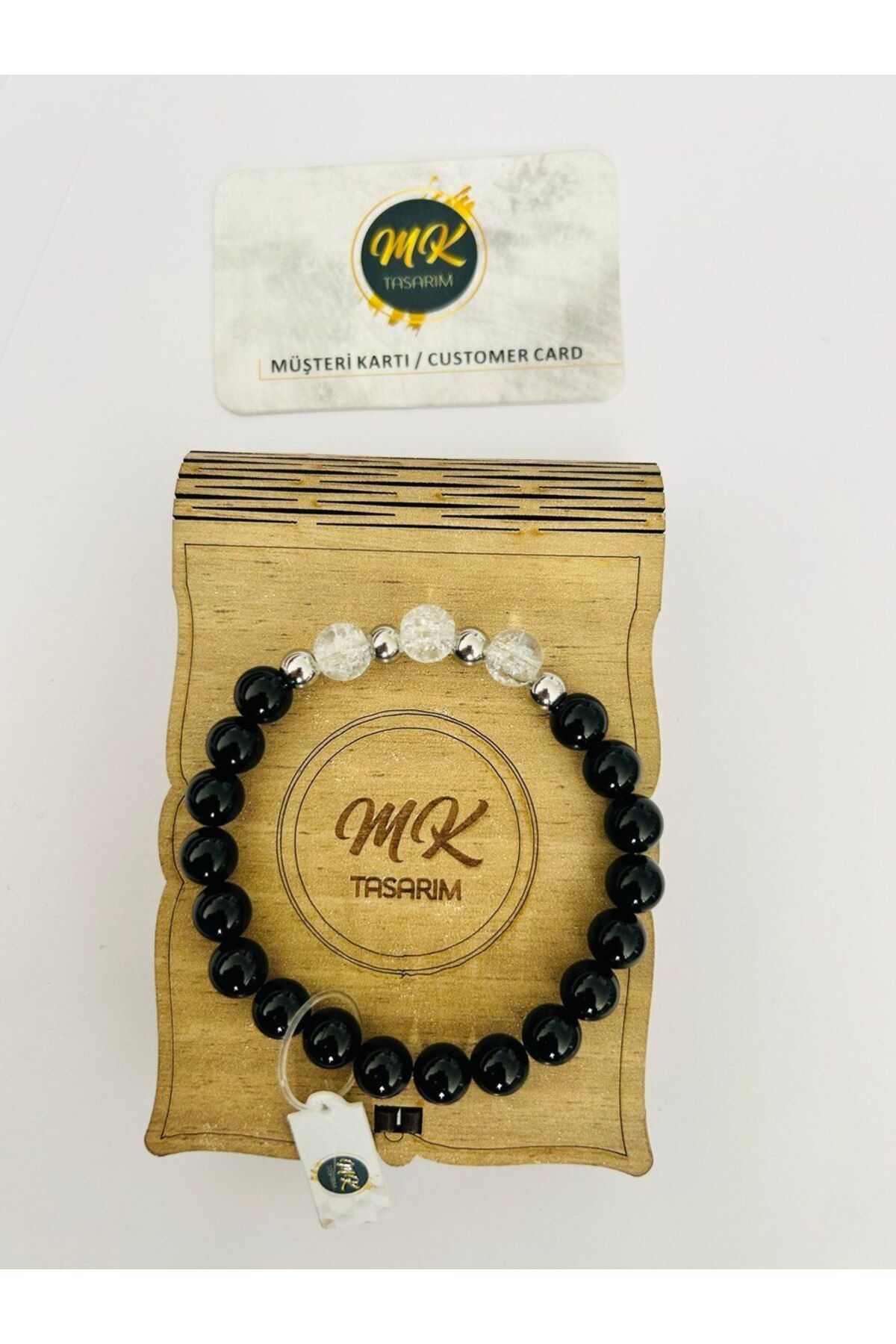 MK tasarım-REAL OBSIDIAN- NECEF STONE BRACELET MK.003.026 3