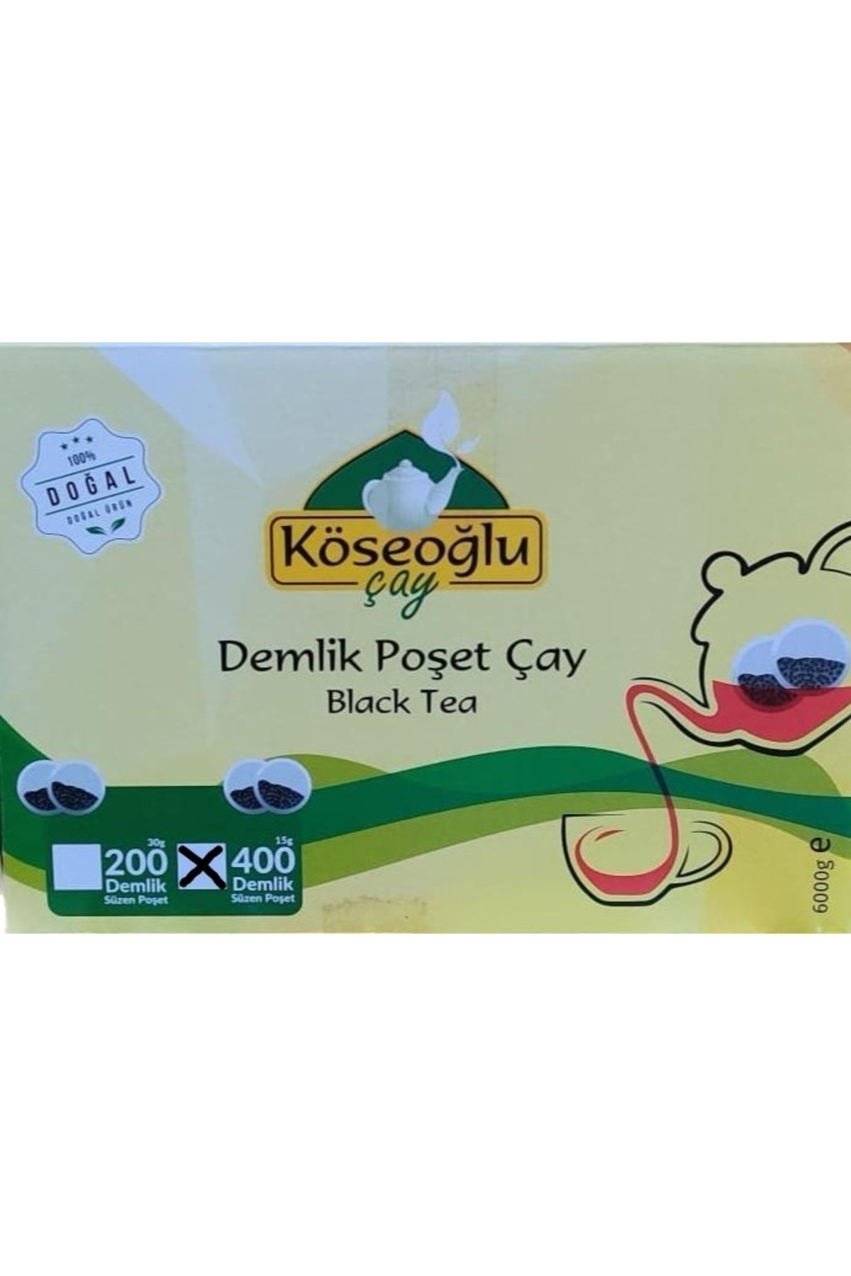Köseoğlu Çay Demlik Poşet Kutu 6 Kg (15 GR X 400 ADET)