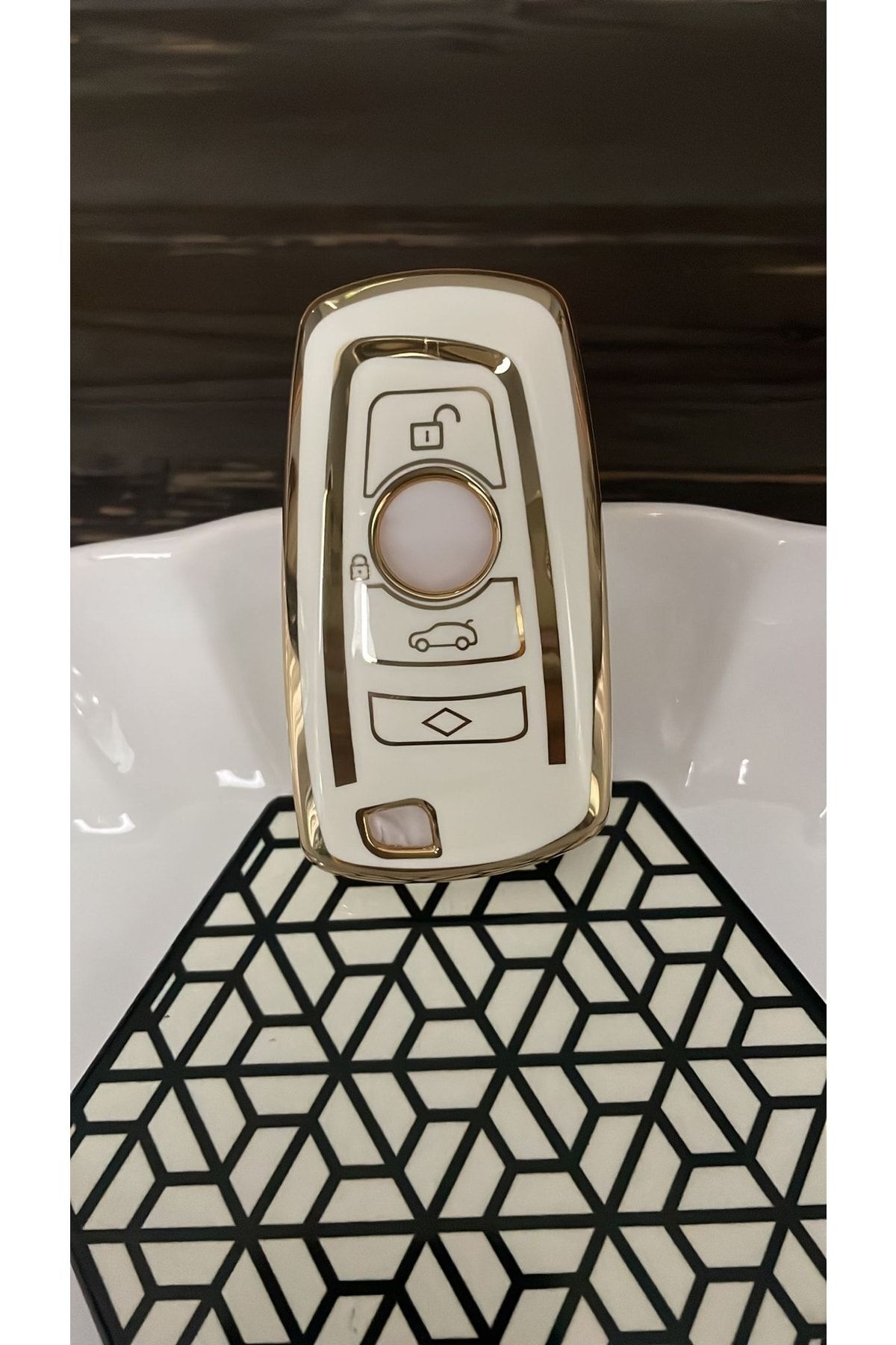 kral anahtar Bmw 1 Seri,3seri,5seri,f01,f10,f20,,f30 Vb.smart Nano Yüksek Kalite Silikon Kumanda Kılıfı Beyaz