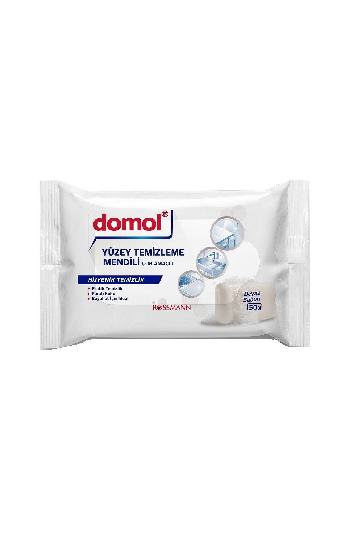 DOMOL Çok Amaçlı Yüzey Temizleme Mendili 50'li Beyaz Sabun