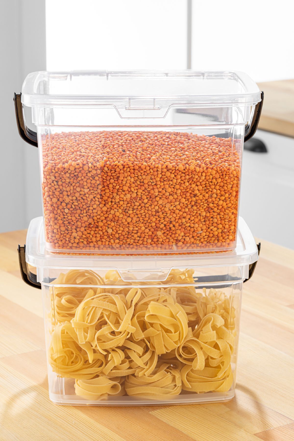 Vienev-4 Liter Mega Size 2-Piece Square Flour Pulses Container - Storage Box Container with Handle White 3