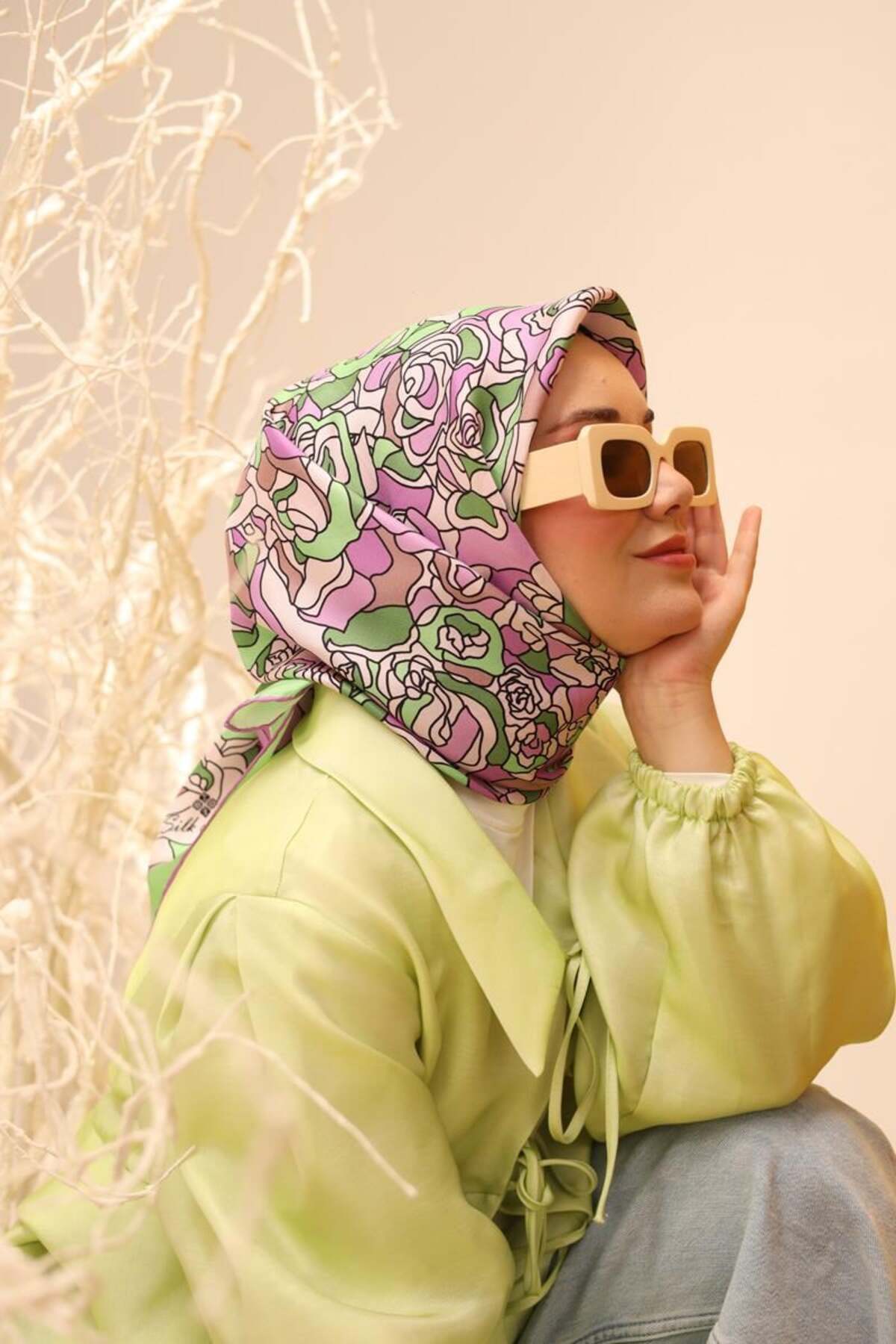 روسری زنانه خانه ابریشم | 11434-08 Silk Home - Image 7