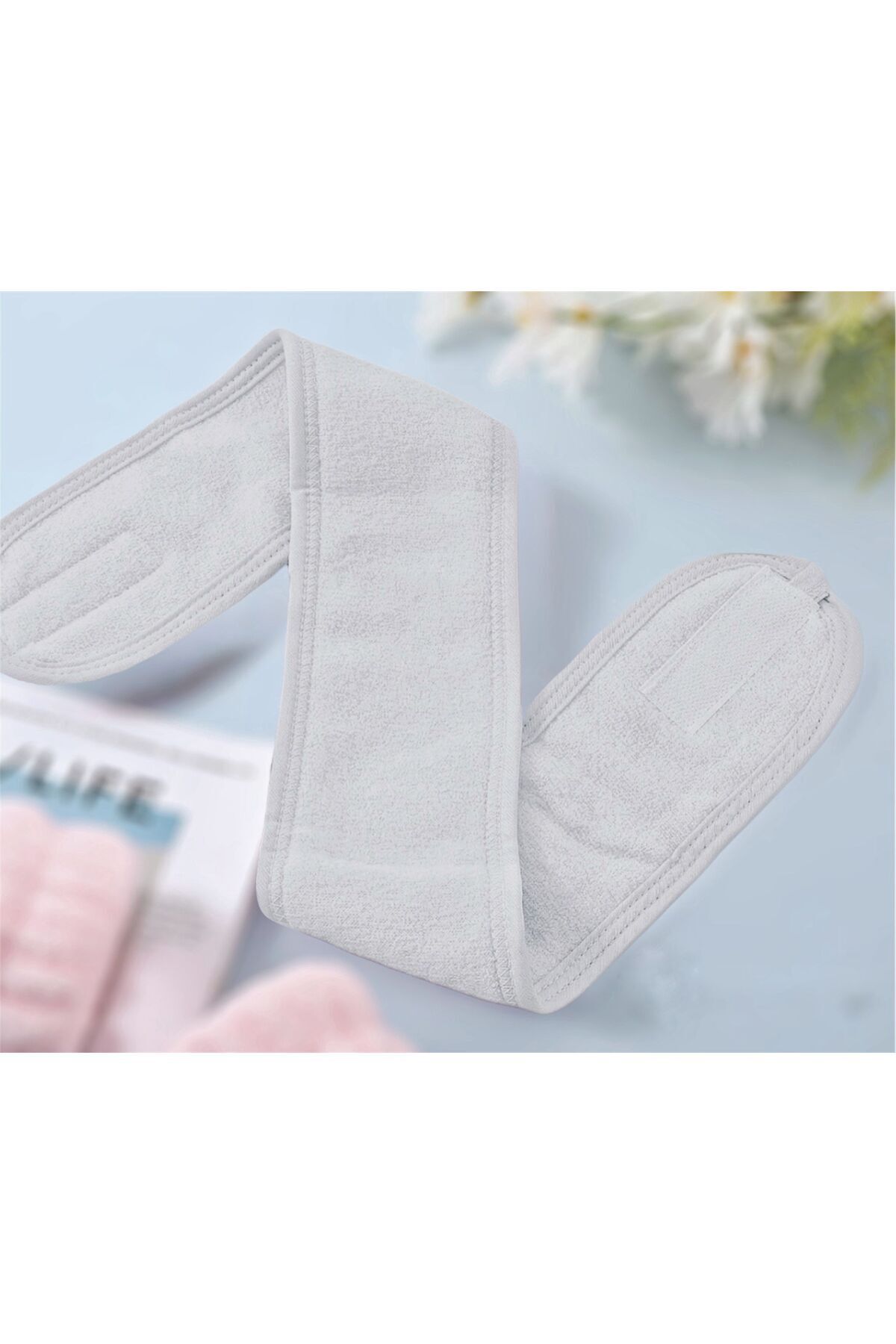 Mokita Home Yapışkanlı Beyaz Spa Spor Yoga Cilt Bakımı Havlu Saç Bandı Kafa Bandı