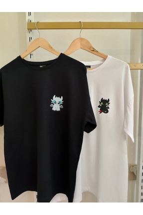 GHAND Ejderha Baskılı Çiftlere Özel Oversize T-Shirt