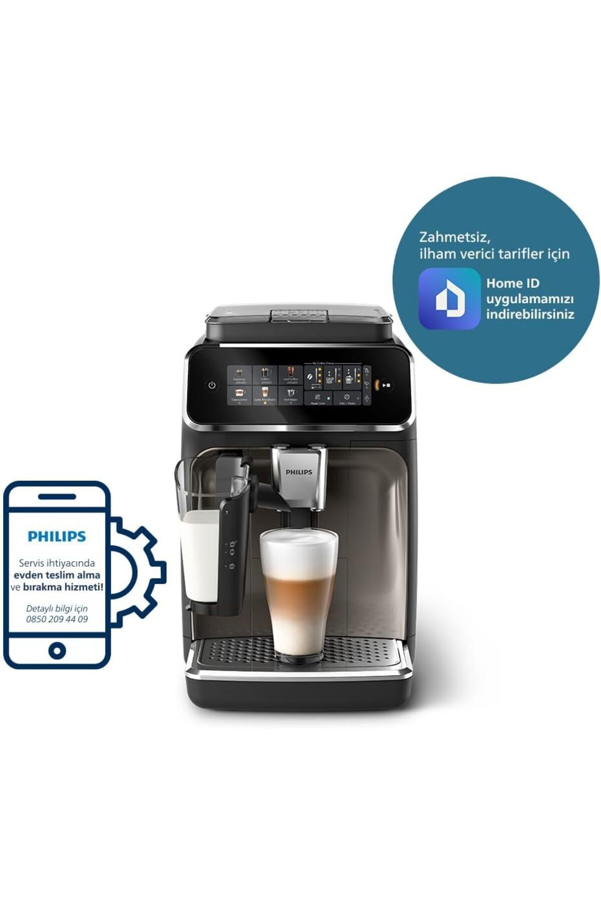 Tam Otomatik LatteGo Espresso Makinesi, 3300 Serisi, SilentBrew  Krom