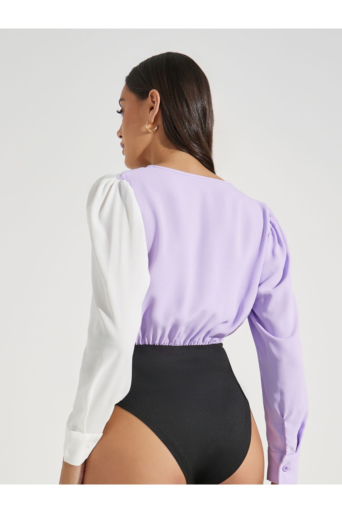 Styli-Color Block Wrap Front Bodysuit 6