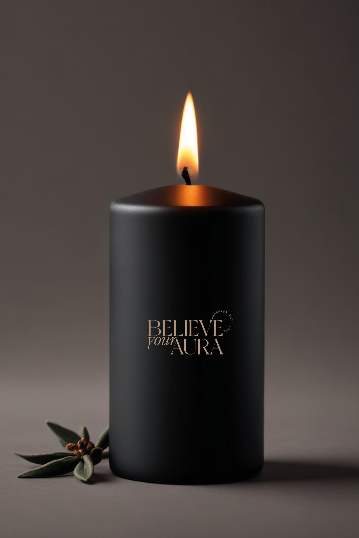 Sandalwood Scented Cylinder Candle - 100% Natural Soy Wax Black Decorative Candle - 600g