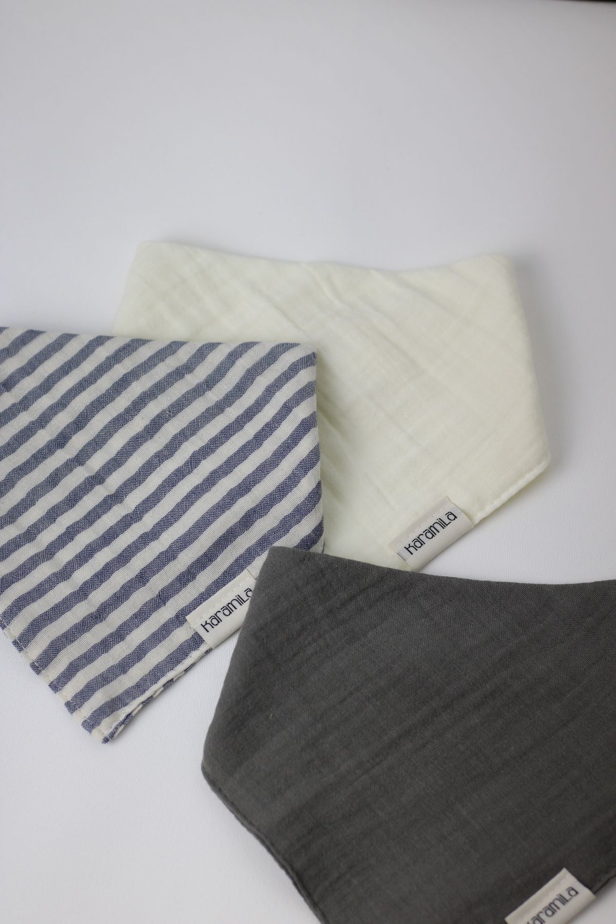 KARAMİLA 3 Adet  ÇİFT KATLI Organik Müslin Kumaş  Bebek Fular / Salya Önlüğü / Bebek Önlük %100  PAMUK fotoğrafı 5 (önizleme)