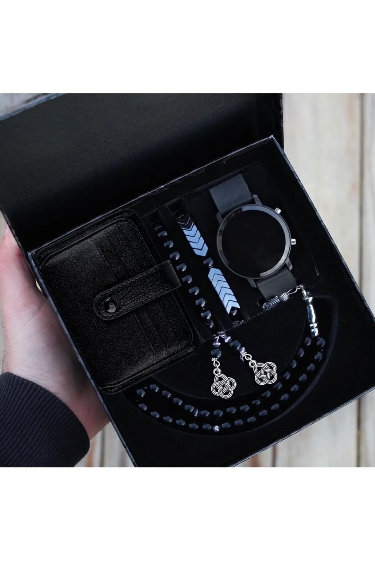 wesscollection Dijital Erkek Kol Saati Kartlık Tesbih ve Bileklik Seti