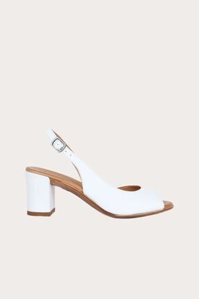 Beyaz Deri Kadın Topuklu Sandalet 01WS6200