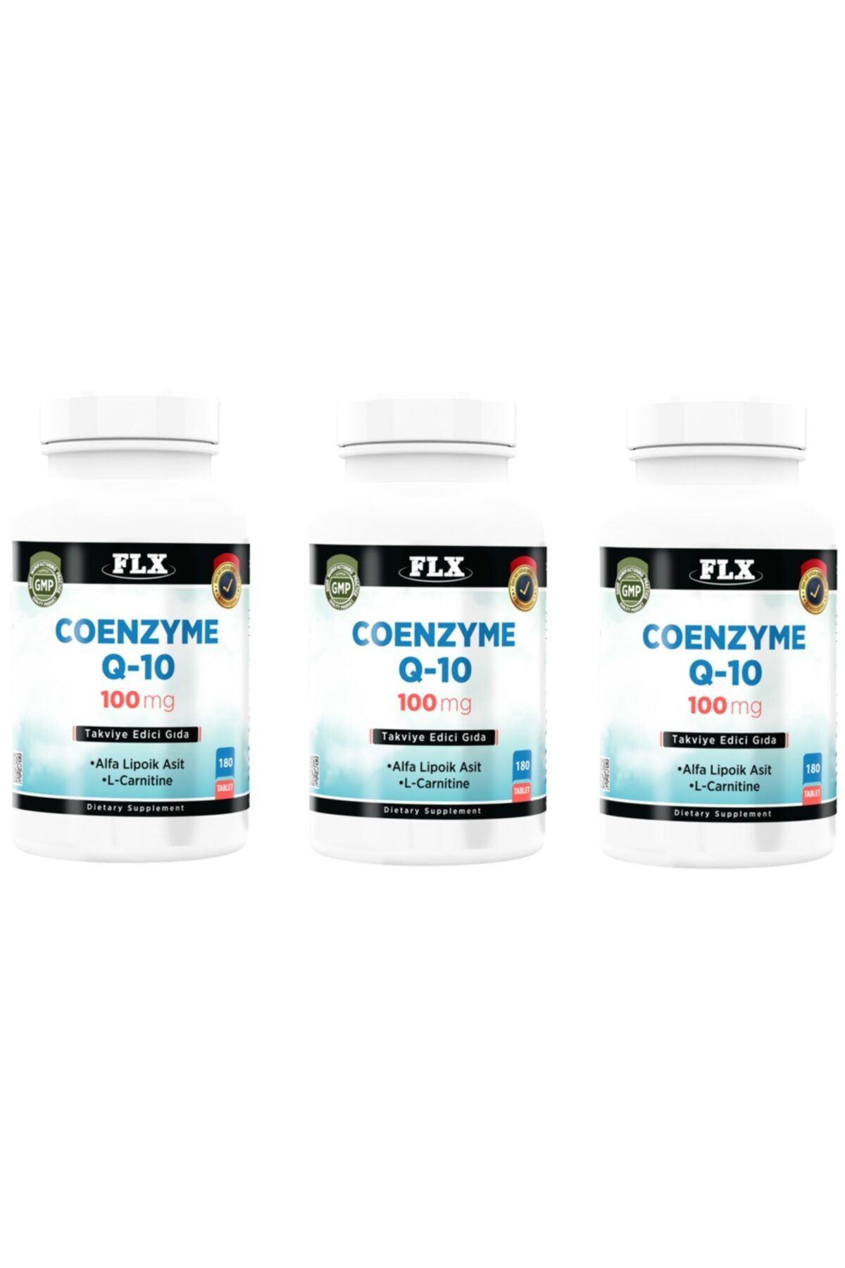 FLX Coenzyme Koenzyme Q-10 L-carnitine Alpha Lipoic Acid 180 Tablet X 3 Kutu
