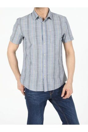 Antrasit Slim Fit Shirt Neck Erkek Kısa Kol Gömlek .CL1053950_Q1.V1_ANT