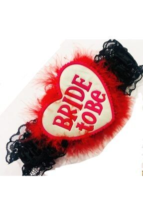Bride To Be Jartiyer Kalp Kırmızı Siyah Dantelli Bacak Bandı Z00001221