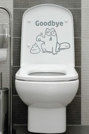 Good Bye | Kedi Klozet Kapağı Sticker | Banyo Wc Sticker STC28