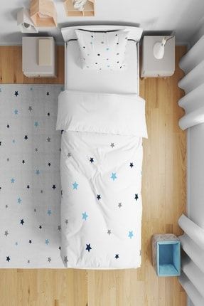 Mavi Beyaz Yıldızlar Çocuk Bebek Odası Nevresim Takımı CNT-157