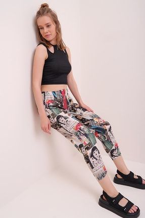 Kadın Mix Patchwork Desenli Şalvar Pantolon MDA-1180-RW