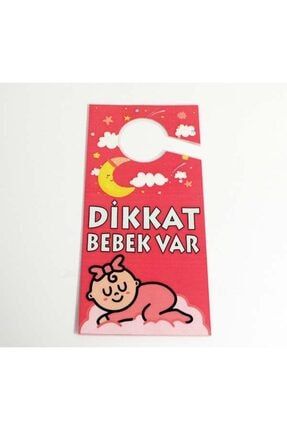 Dikkat Bebek Var Kapı Askı Uyarısı / 2 Adet (PVC PLASTİK) -LVS05