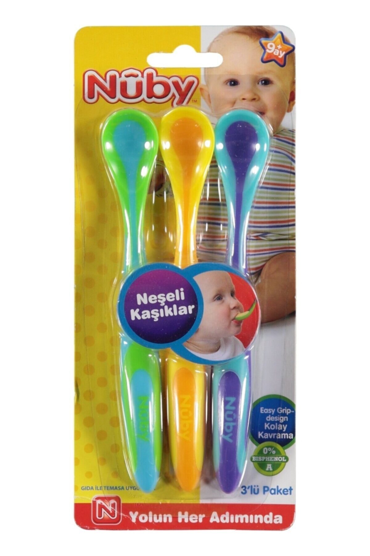 Nuby 5383 Neşeli Kaşıklar Sarı Yeşil Mavi 3'lü Set fotoğrafı 2 (önizleme)
