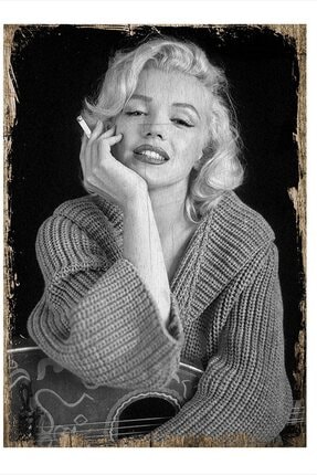 Marilyn Monroe Siyah Beyaz Tasarım Ahşap Tablo 35cm X 50 cm DIKEY-42080-35-50