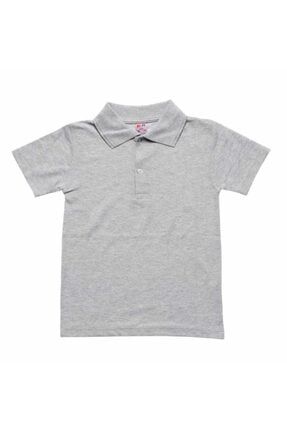 Gri Kısa Kol 6-16 Yaş Çocuk Okul Lakos Tişört/t-shirt - 80238- 80238-005 gri