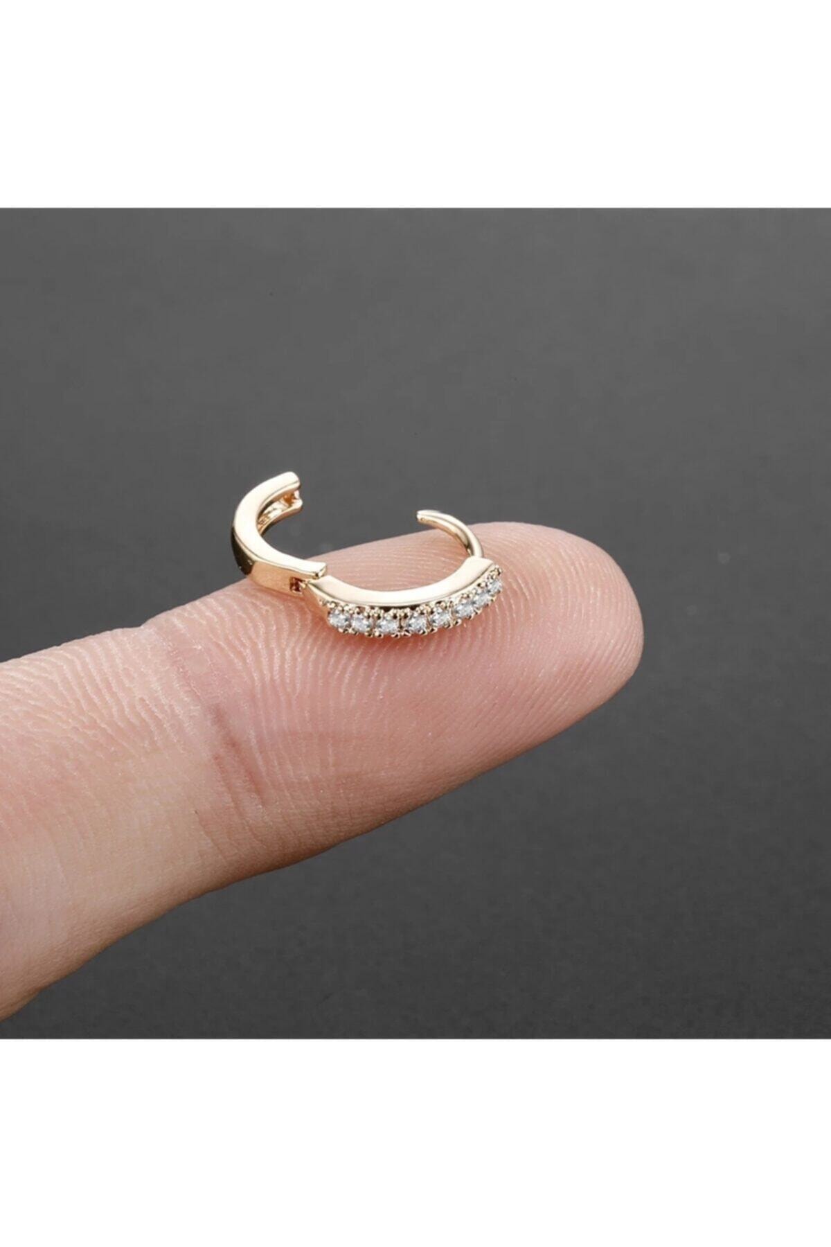 Women's Gold Surgical Steel Zircon Stone Ring Tragus, Helix Piercing
