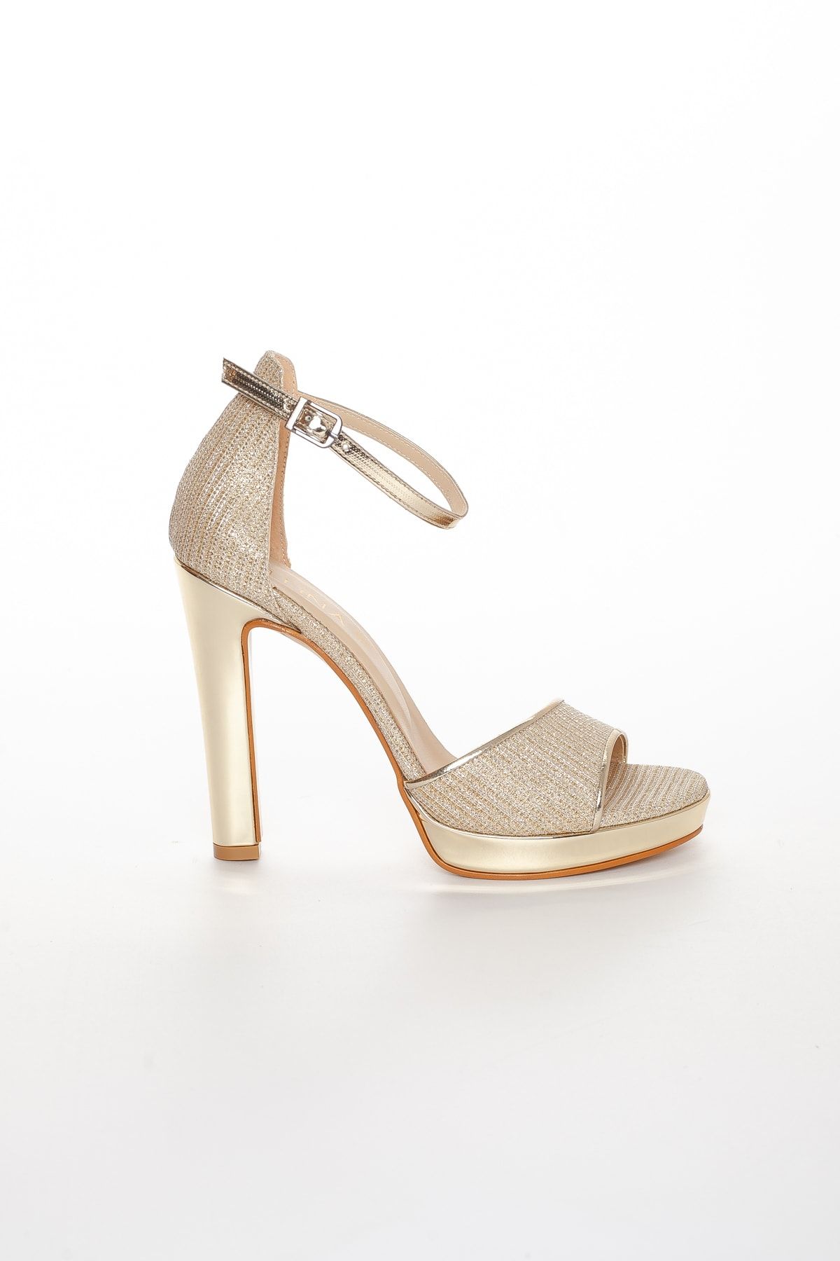LİLLA-High Heel Damen-Abendkleid, goldfarbene Schuhe 3