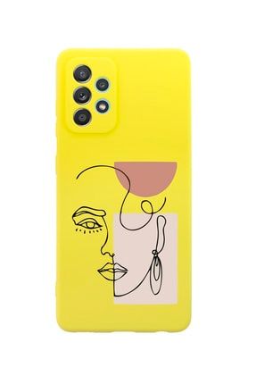 Samsung A32 Women Art Premium Silikonlu Sarı Telefon Kılıfı MCSAMA32LWMNARTBLCK
