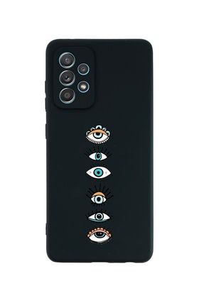 Samsung A32 Renkli Gözler Premium Silikonlu Siyah Telefon Kılıfı MCSAMA32LRNKLGZLR