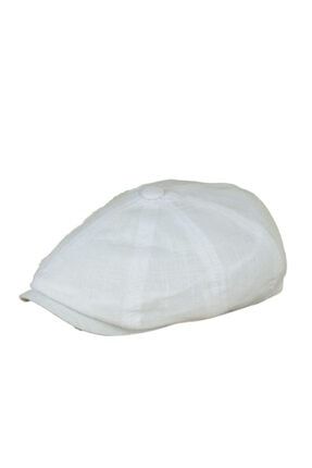 Ingiliz Stili Keten Yazlık Beyaz Şapka COSMOOUT1260