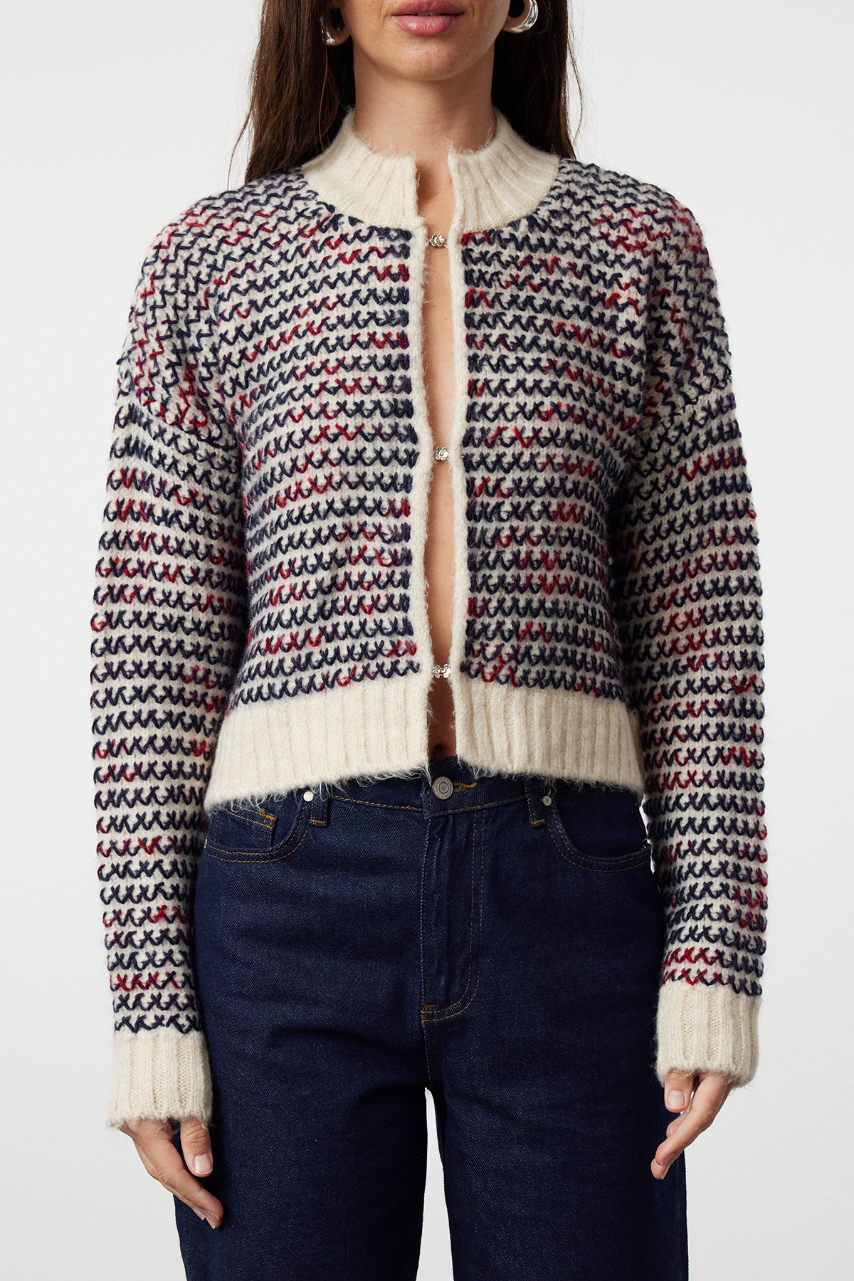 Trendyolmilla  Taş Yumuşak Dokulu Degrade Triko Hırka TWOAW24HI00052 - Görsel 3