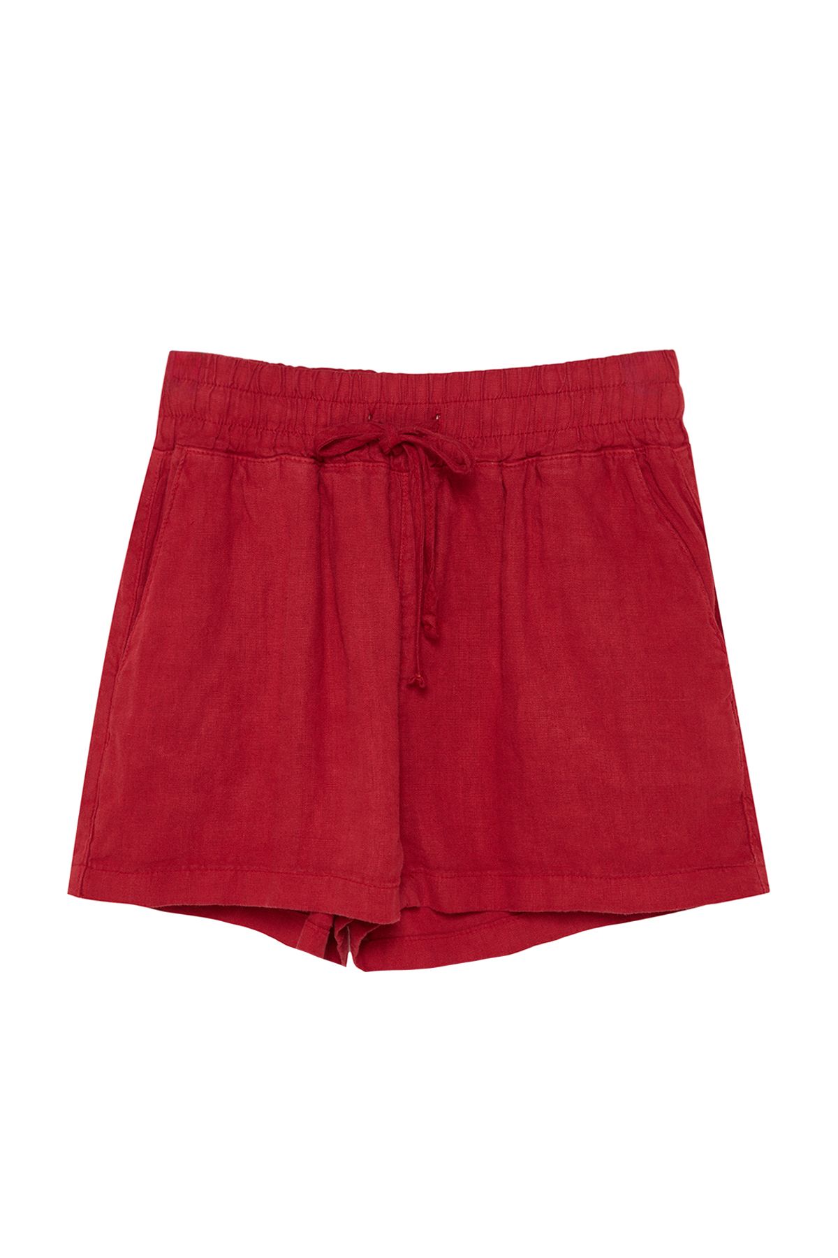 Trendyol Collection-High Waist Red Linen Shorts - Elastic, 100% Linen, TWOSS23SR00319 10