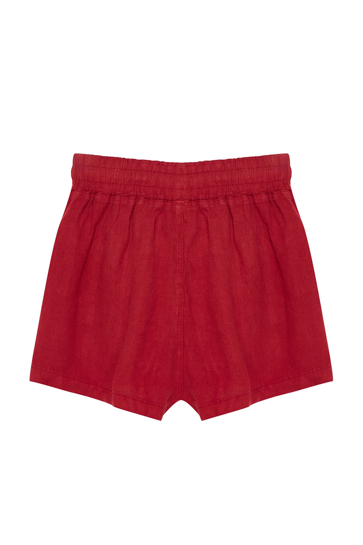 Trendyol Collection-High Waist Red Linen Shorts - Elastic, 100% Linen, TWOSS23SR00319 11