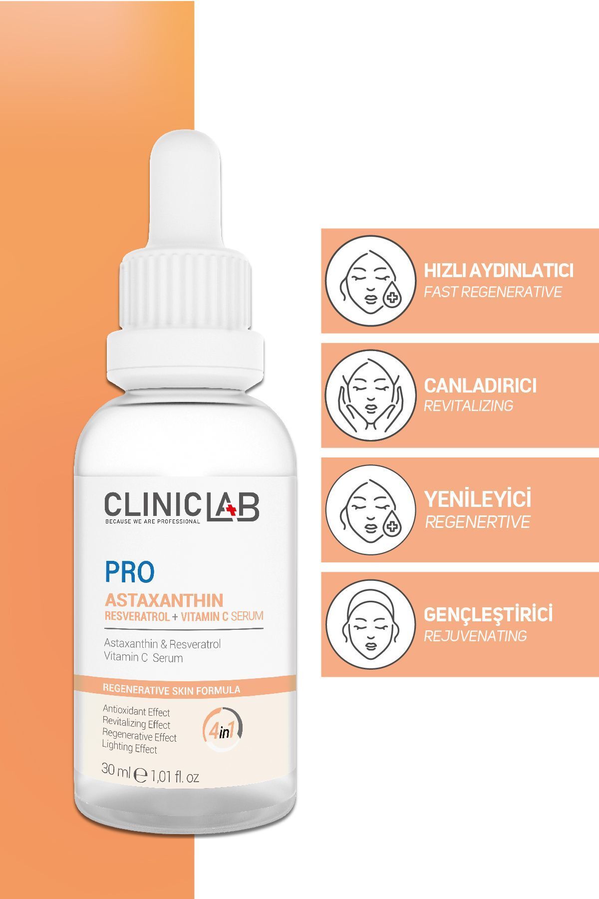 ویتامین C 10% سرم روشن کننده و تجدید کننده سریع 30 میلی لیتر Cliniclab