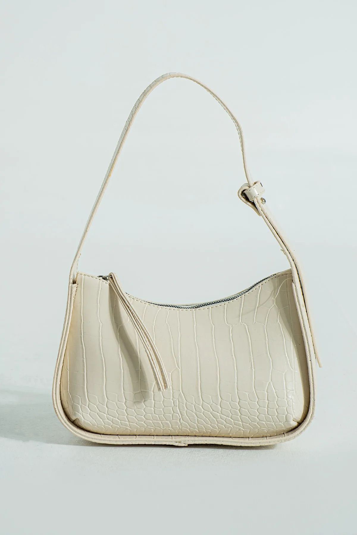 Mercan-STORES Cream Women's Crocodile Patterned Baguette Bag MC4000 2