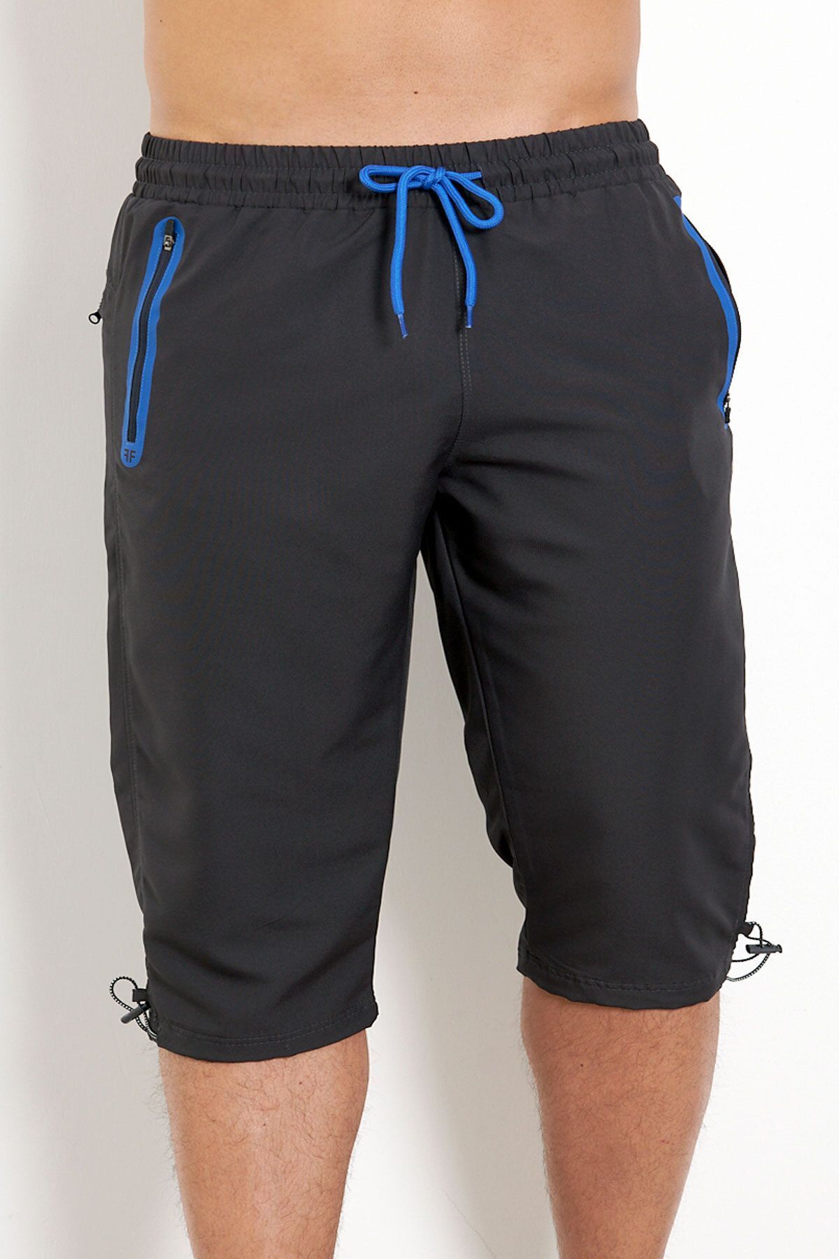 Enrico Ferry-Anthracite Micropoly Quick Dry Large Size Capri - Elastic Waist, Pocket and Mesh Lining EDY2524B-A 6