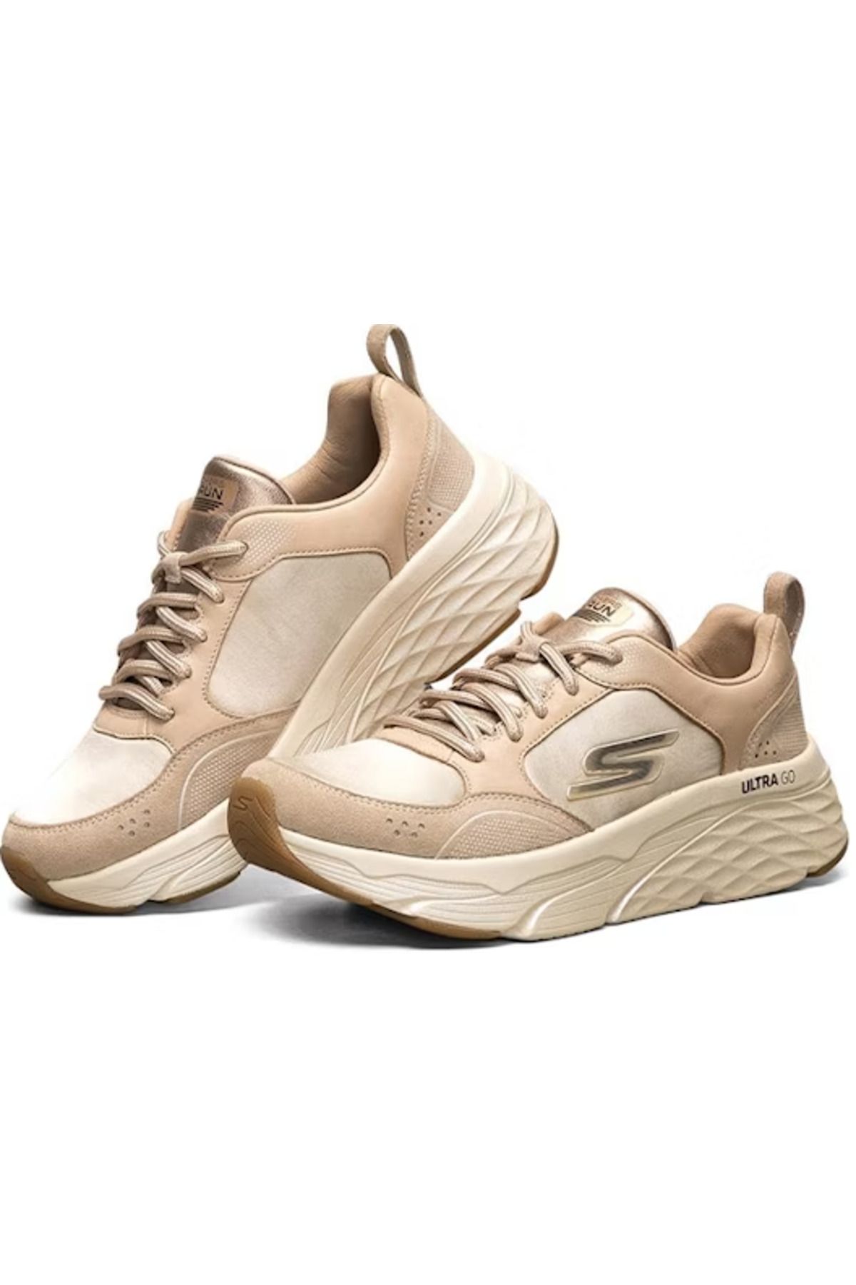 کفش پیاده روی قهوهای زنانه Max Cushioning Elite های ورزشی برتر 128264 tan Skechers