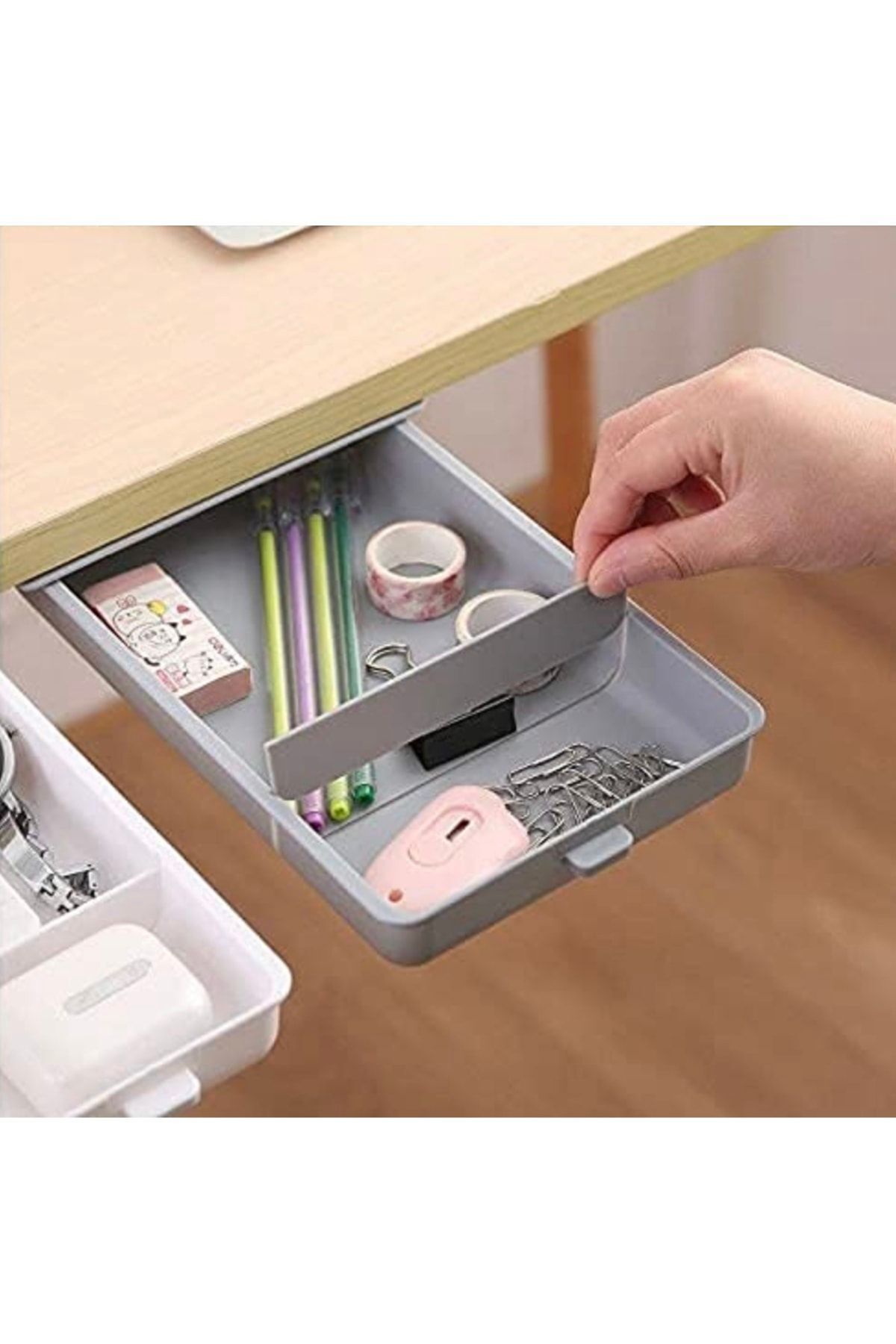 ASR-Under Desk Drawer Organizer, Self-Adhesive Drawer 1