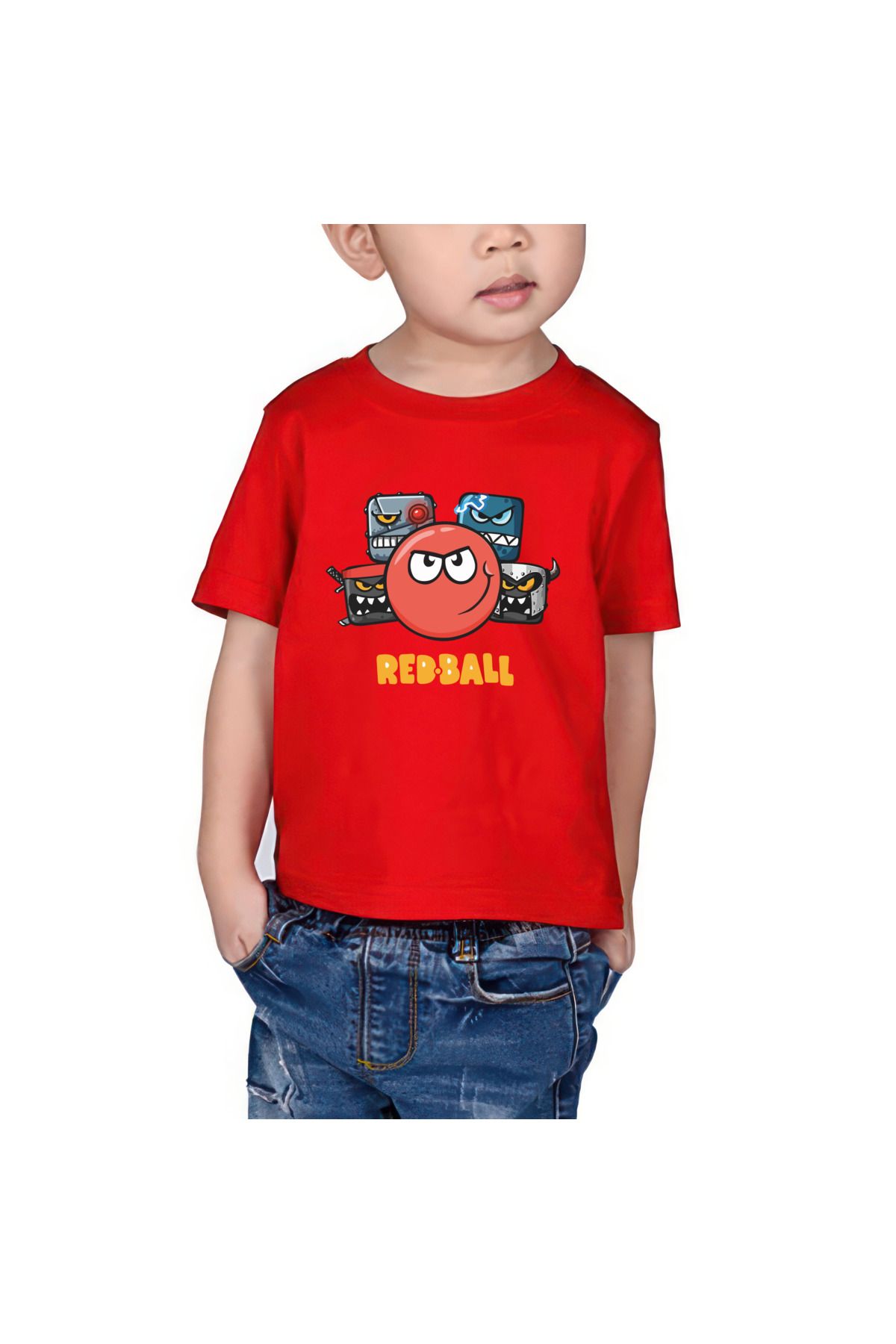 oneagılyazı-Red Ball Printed T-Shirt for Kids 1