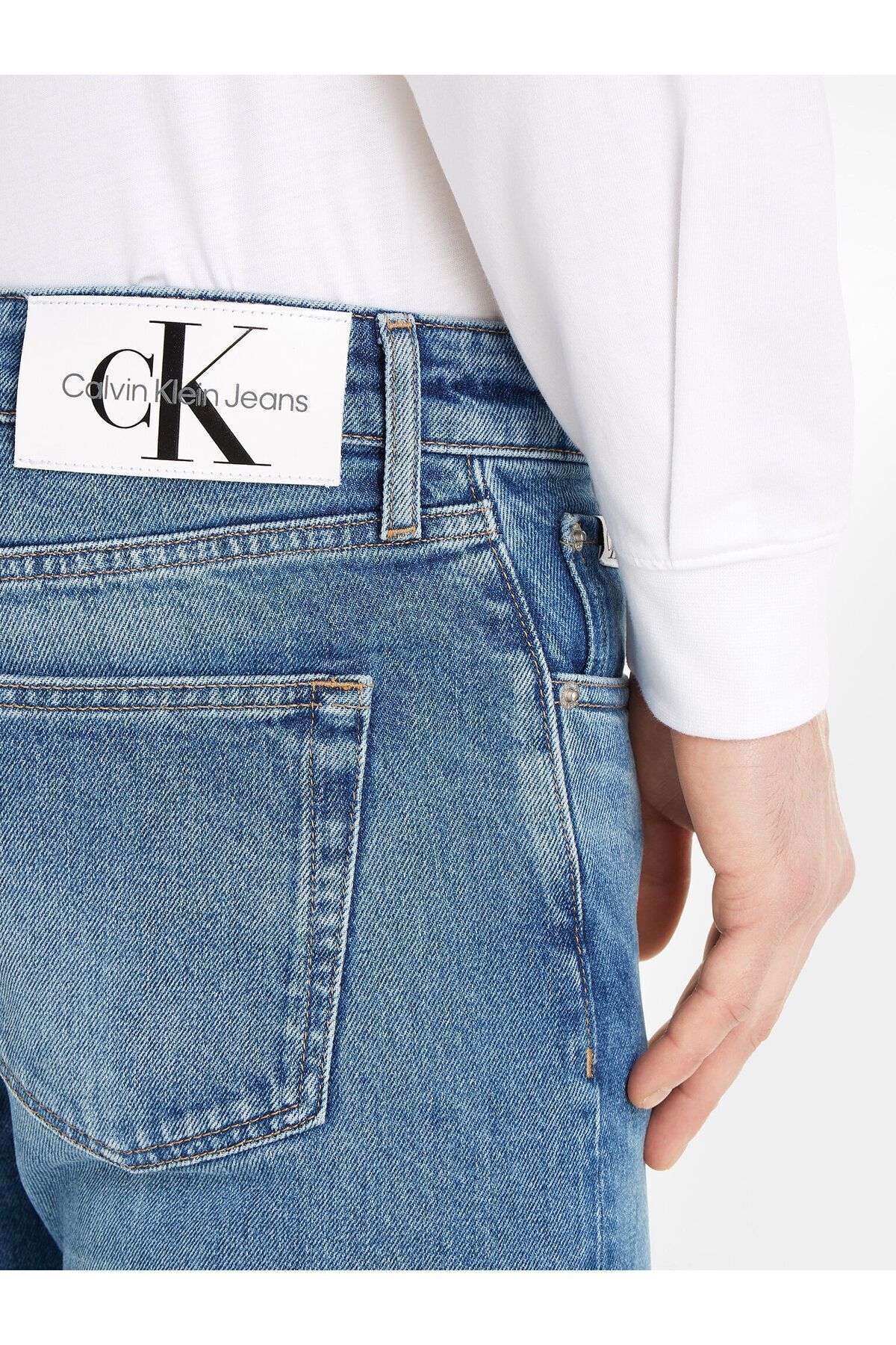 شلوار جین مردانه پارچه مدل مسطح کمر آبی J30J323849 1AAA Calvin Klein