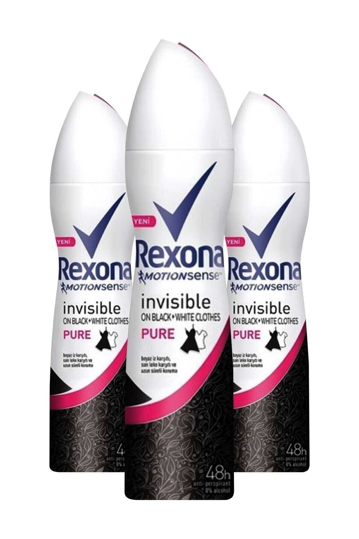 اسپری دئودورانت آئروسل زنانه Invisible Pure پودری ۳عددی ۱۵۰میلی رکسونا Rexona