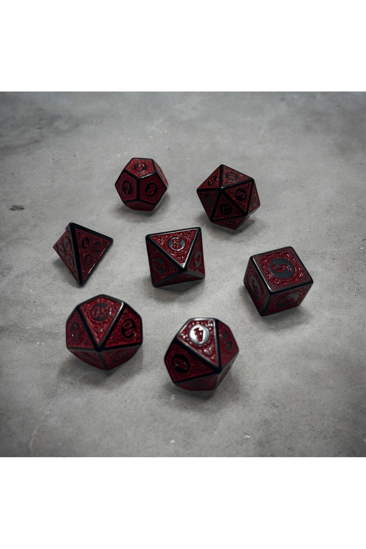 Le Majeur DND Frp Zar Seti 7li Set Dnd Zarı Dungeons And Dragons Masaüstü Oyun Zarı Kırmızı Renkli KESE HEDİYE