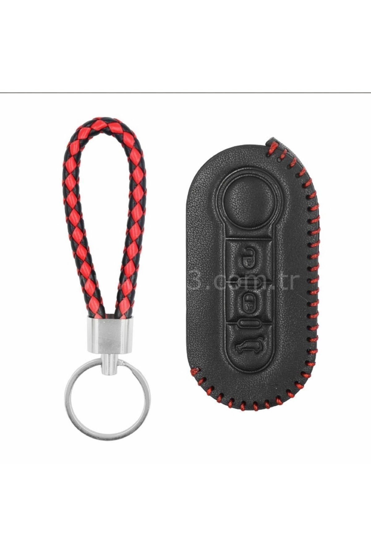 GMA KEYS-Luxury Fiat Doblo Ducato 500L 3 Push Button Key Switch Leather Key Case Knit Keychain 1Quality 1