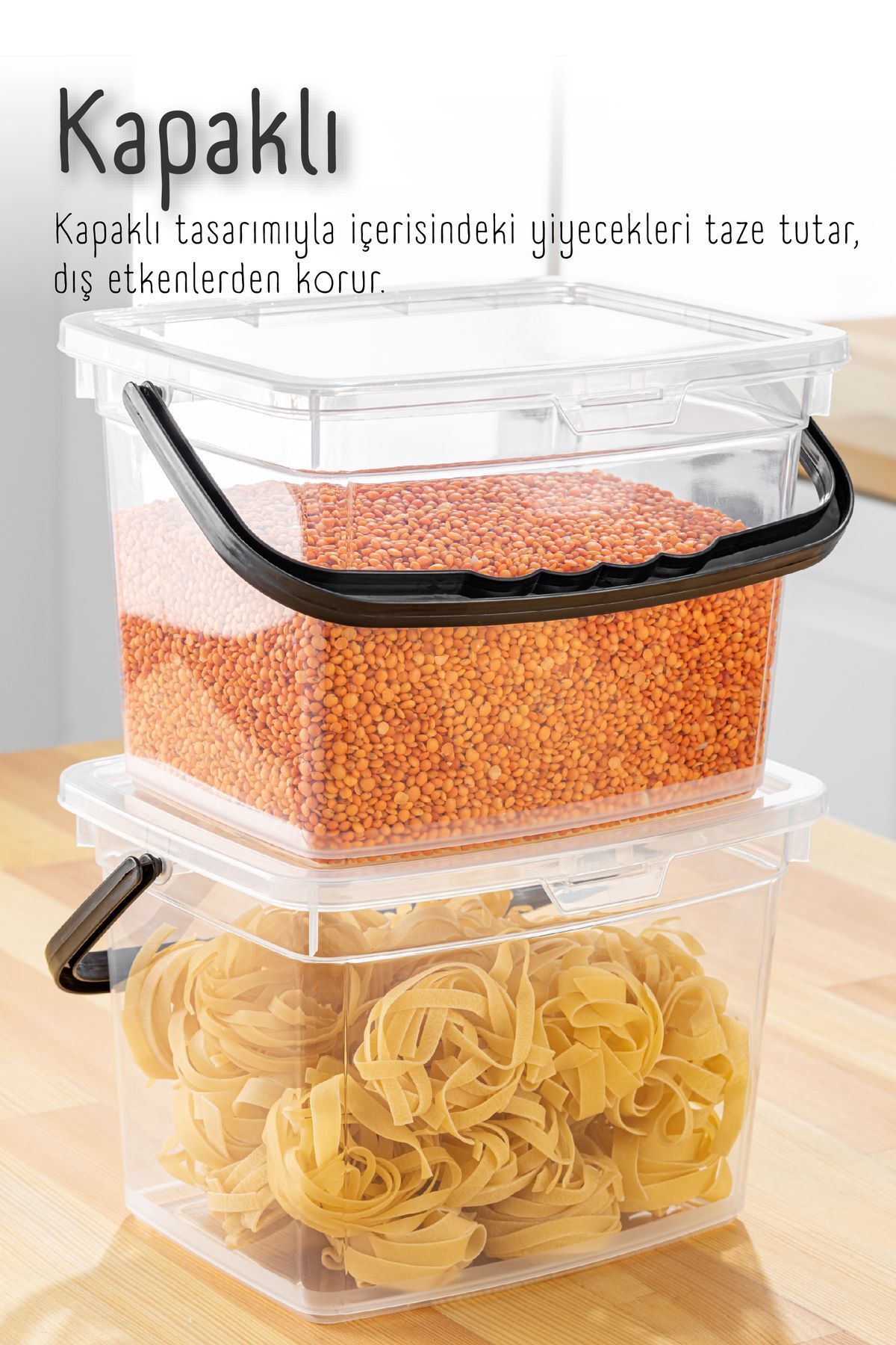 Vienev-4 Liter Mega Size 2-Piece Square Flour Pulses Container - Storage Box Container with Handle White 5