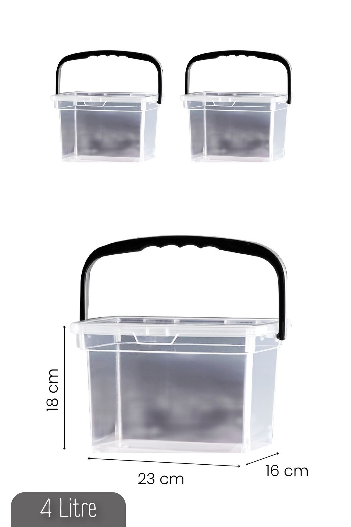 Vienev-4 Liter Mega Size 2-Piece Square Flour Pulses Container - Storage Box Container with Handle White 7