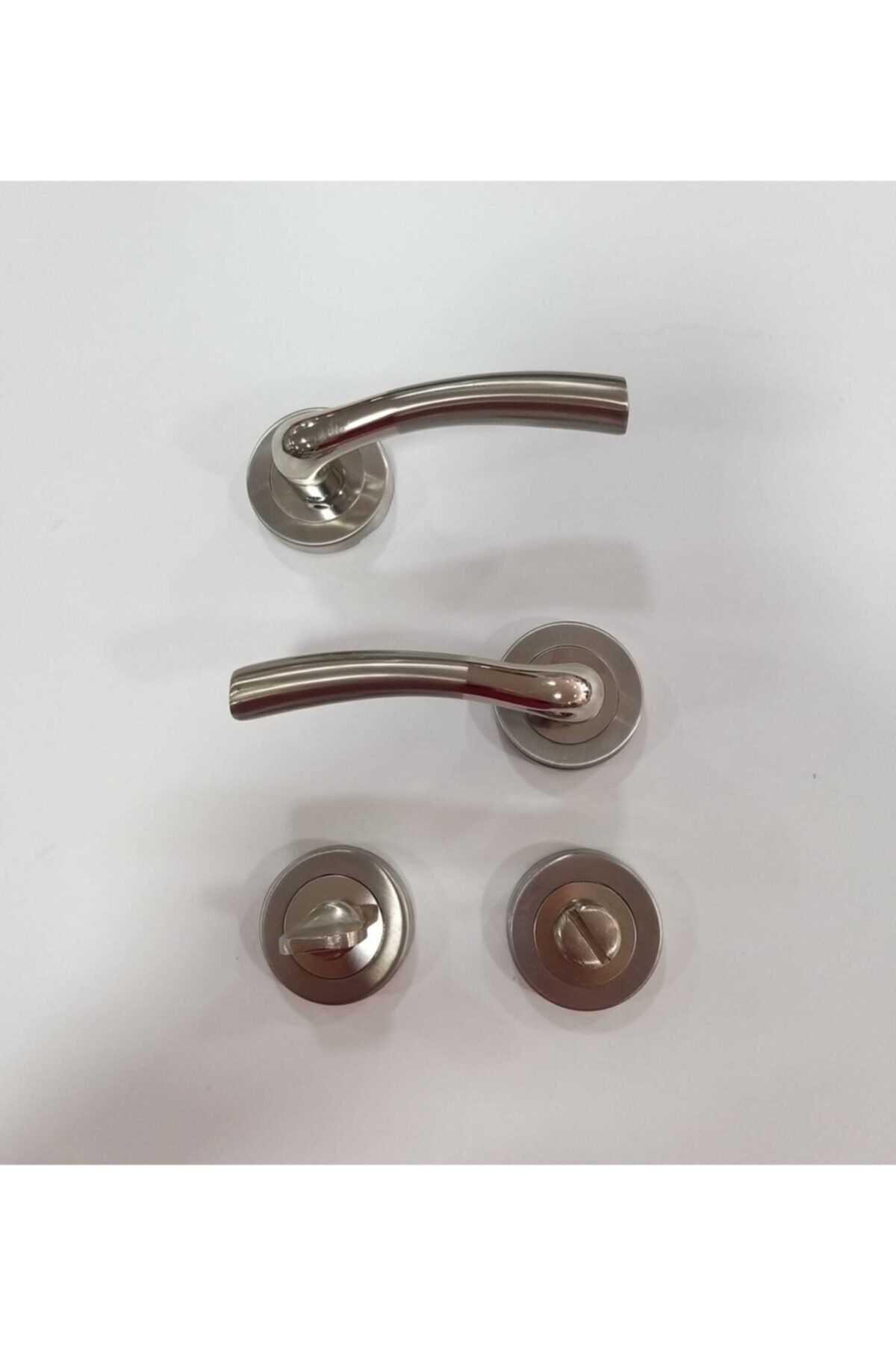 Sofuoğlu-Macro Door Handle (Wc - Bathroom) Nickel - Satin with Round Rosette 6