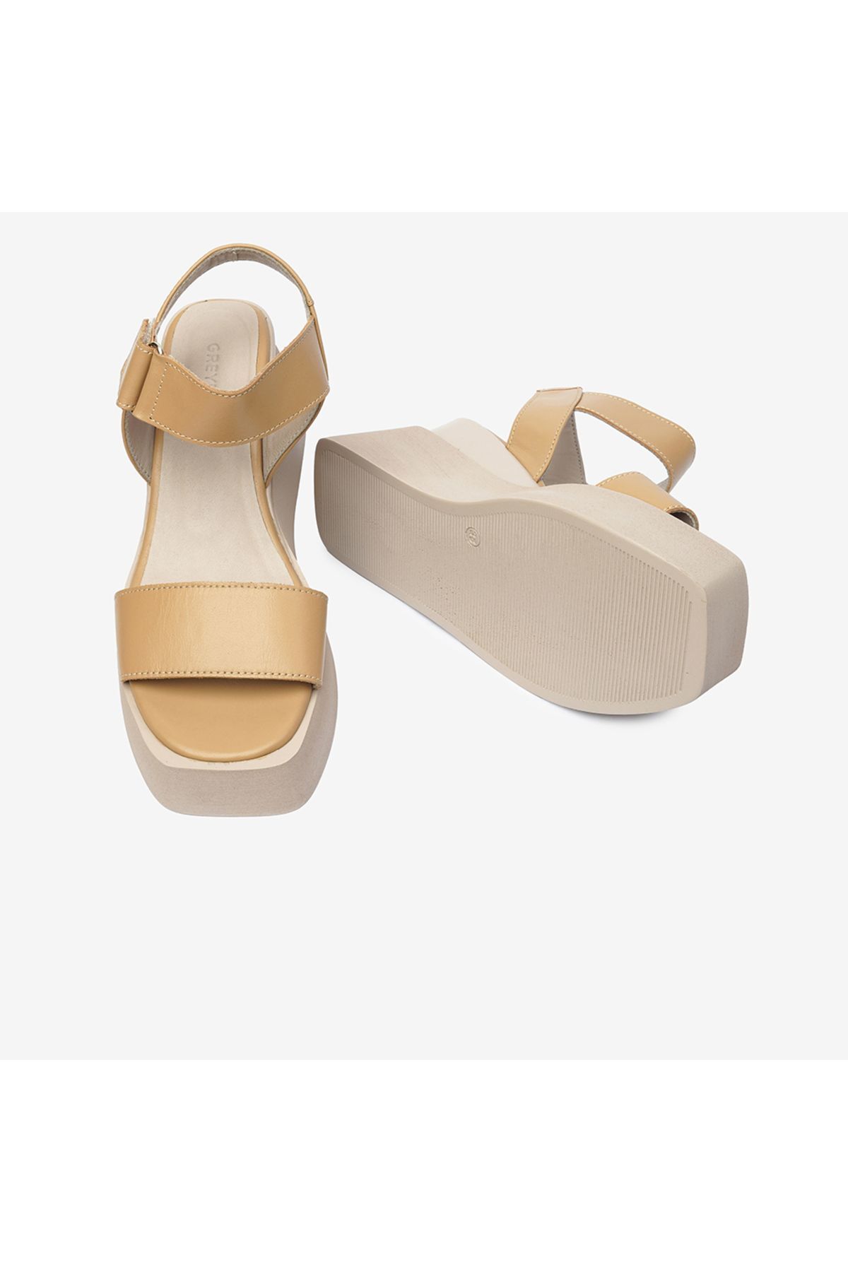 Greyder-Women's Cream Genuine Leather Sandals 4Y2As50731 6