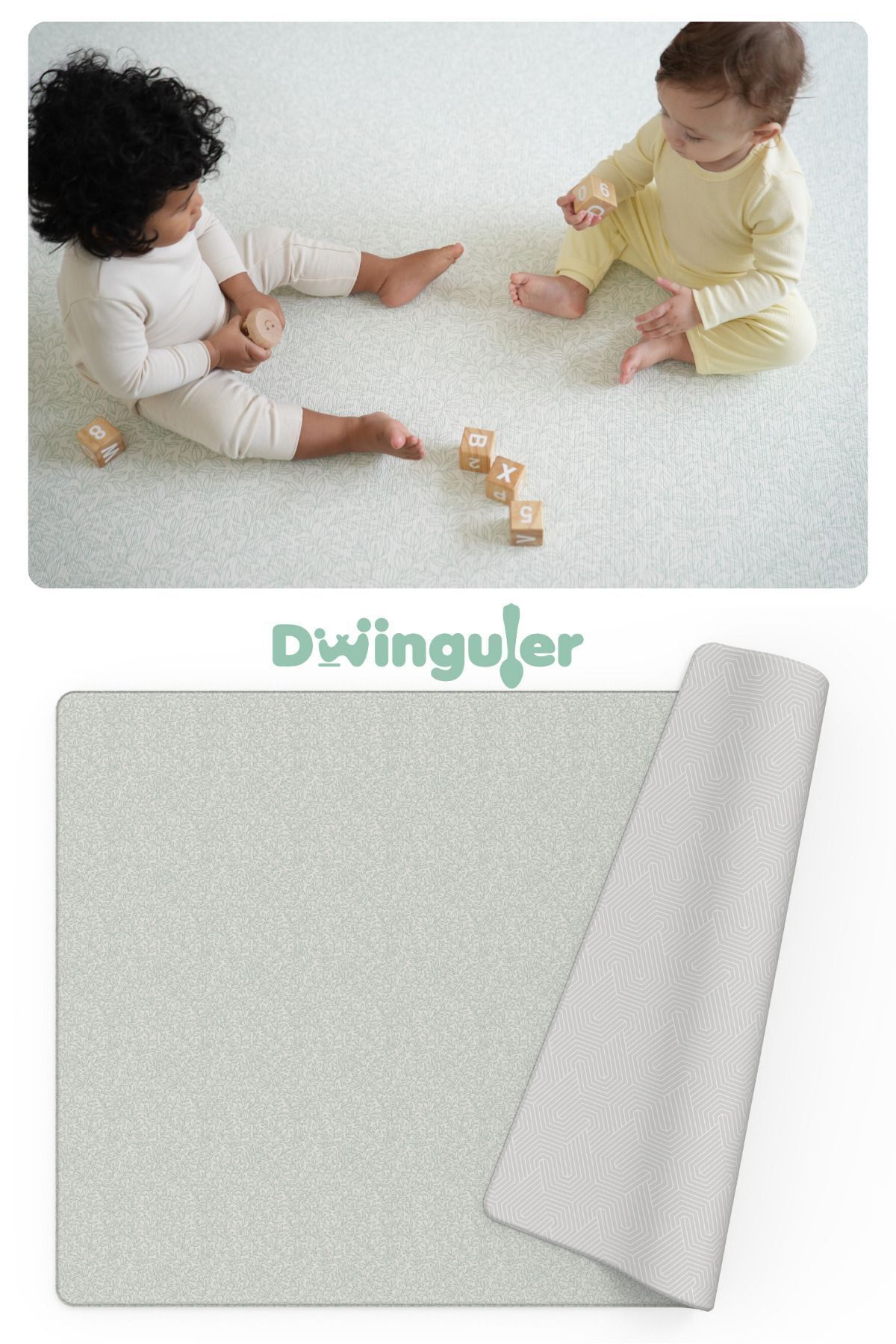 Tummymat Dwinguler Twig & Maze - Çift Taraflı Premium Dolgulu Oyun Matı Oyun Halısı 210cmx140cmx1,3cm
