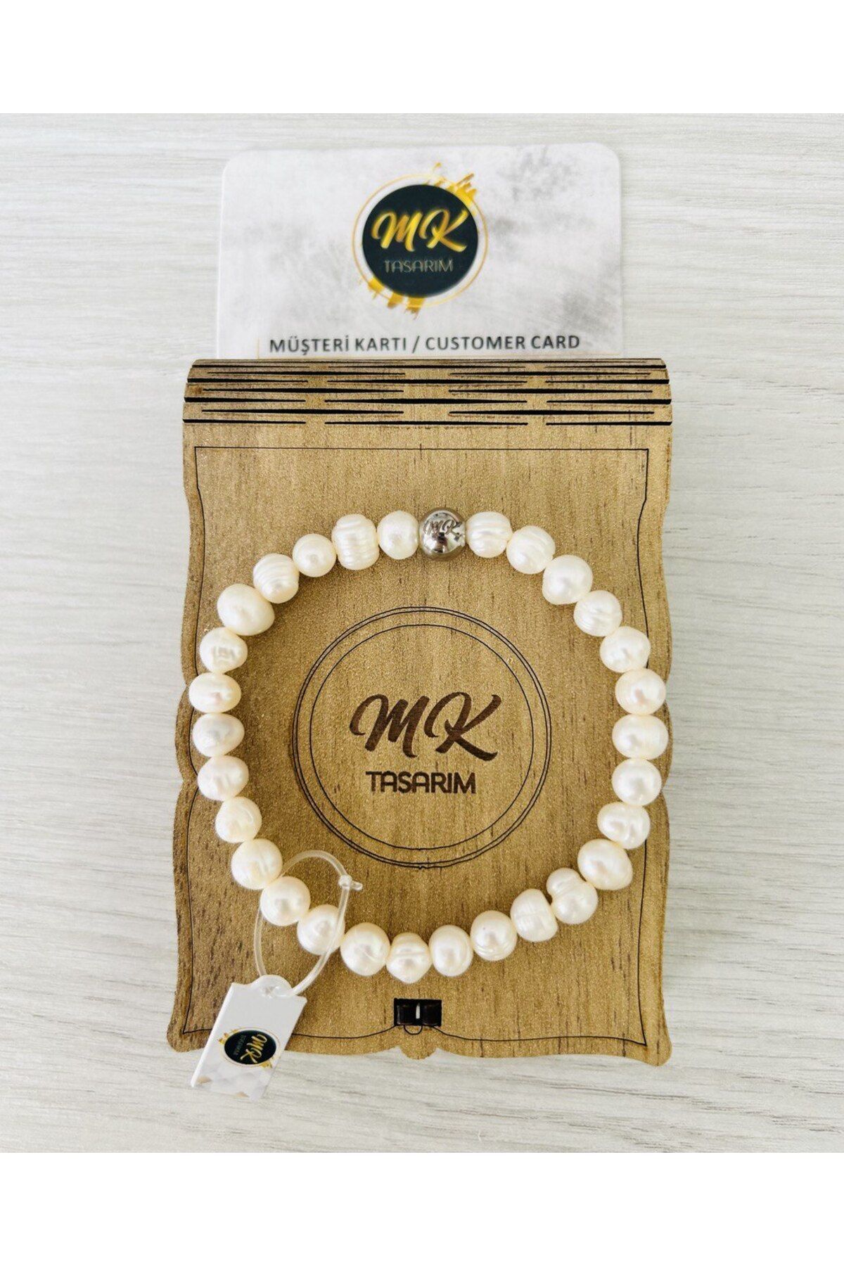 Real Pearl Bracelet in Special Design Box | Mktasarım Orijınallık Special Customer Card