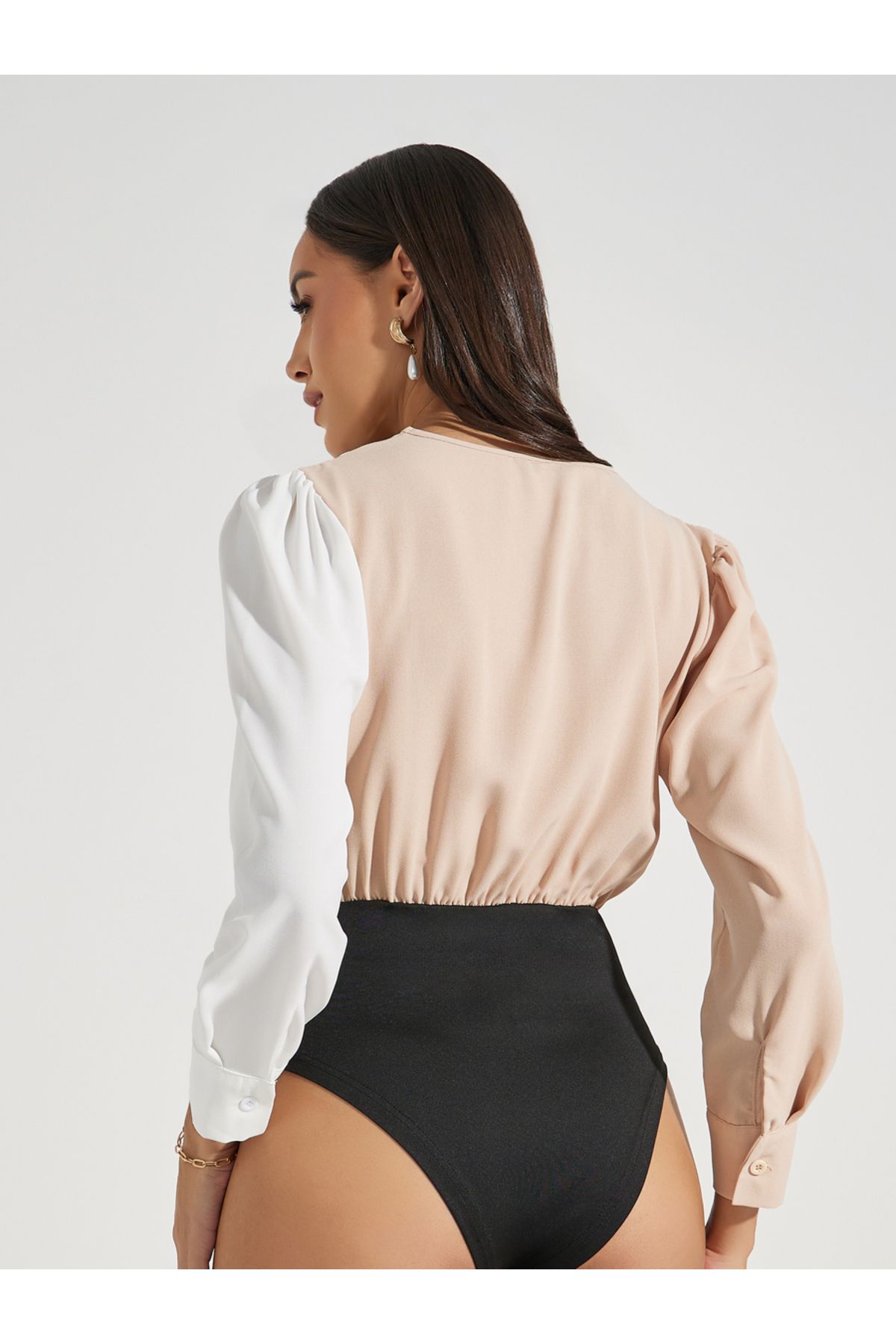 Styli-Color Block Wrap Front Bodysuit 6