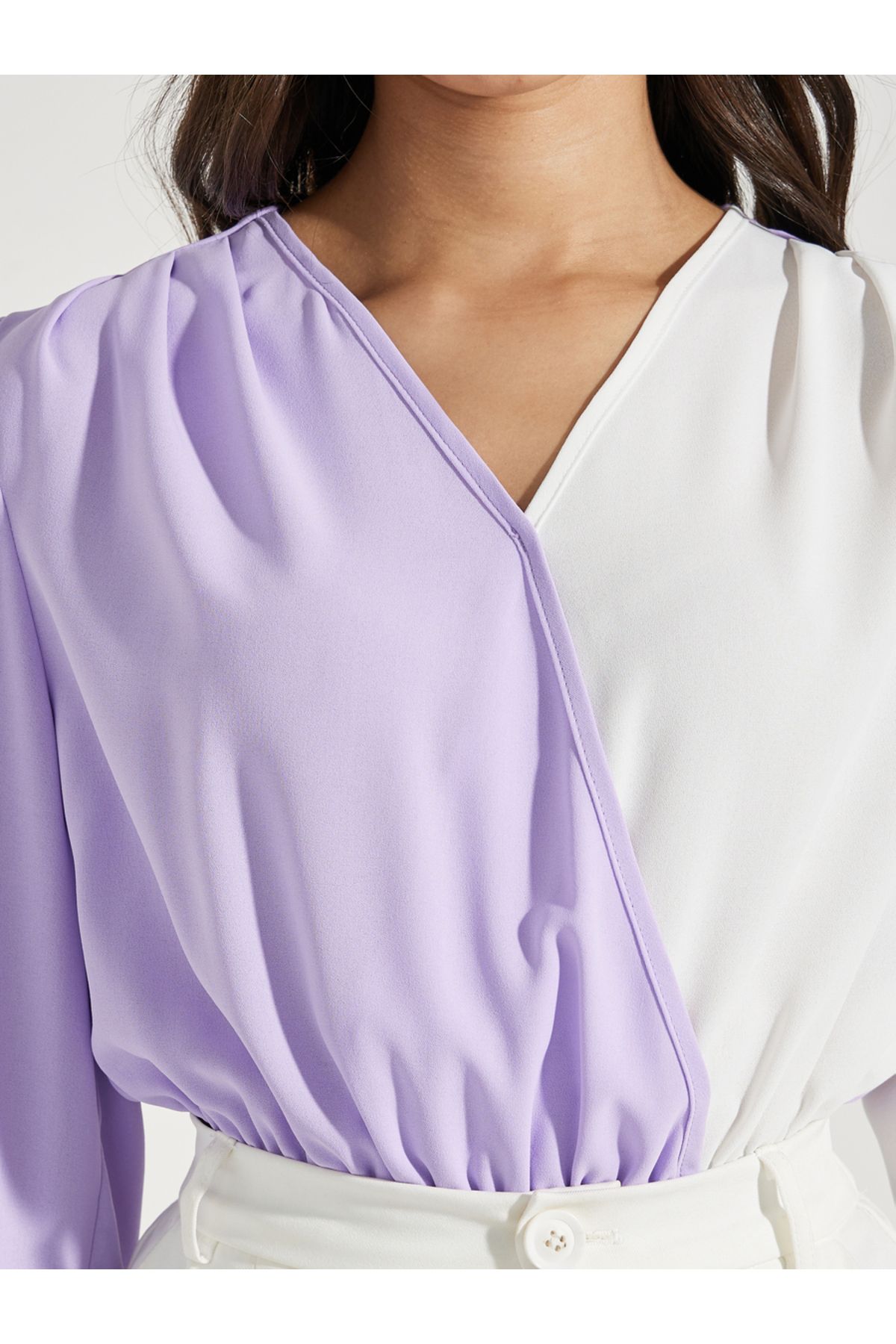 Styli-Color Block Wrap Front Bodysuit 4